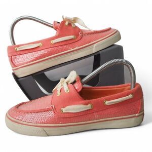 Sperry Top Sider Biscayne Sequin Boat Shoes Orange 9688656 Women's 7.5M